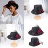 Steampunk Victorian Mini Top Hat Gothic Flower Feather Hat Halloween Cosplay Costume Party Hat for Womens Men Gift