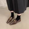 Vintage Mori Maillard brown deep-mouth small leather shoes women's 2025 spring and autumn soft-soled single shoes one pedal Muller shoes
