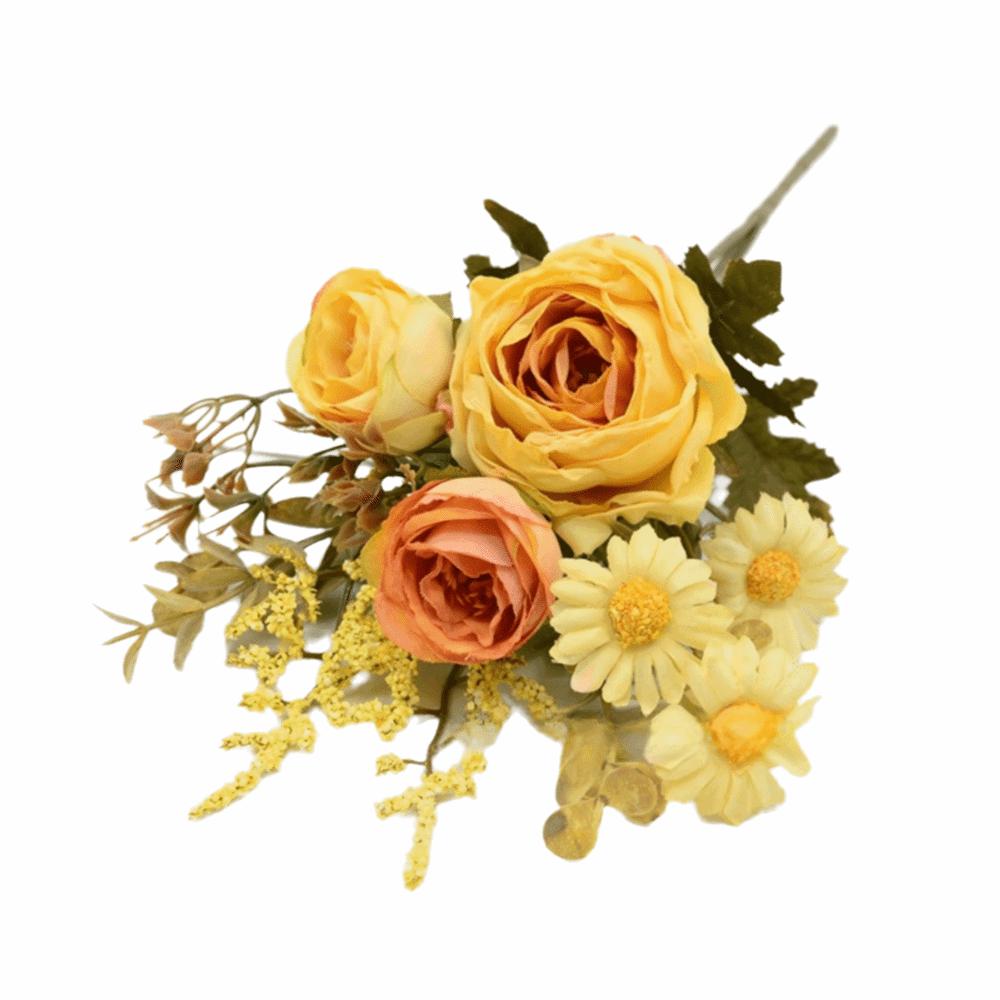 Multicolor Simulation Rose Flower Silk Petals Faux Floral Bouquet Fake Flower Bride Bouquet