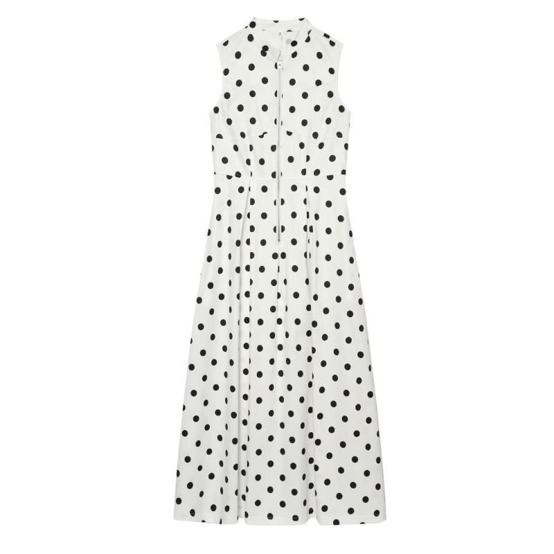 2026 Womens Polka Dot Sleeveless Dress A-line Slim Fit Elegant Fashion Long XS S M L