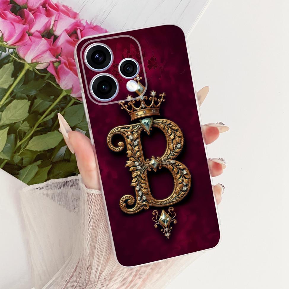 Clear Case For Oppo Reno15 5G Cover Luxury A-Z Letters Fashion Boys Girls Cool Crown Soft Casing For Oppo Reno15 CPH2825