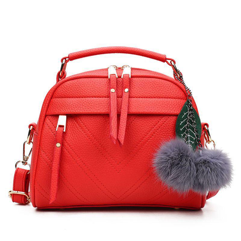 PU Leather Small Handbag For Women Girl Fashion Tassel Messenger Bags With Ball Female Shoulder Bags