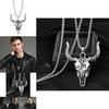 Unique Retro Style Bull Skull Necklace For Men Featuring Premium Titanium Steel Material