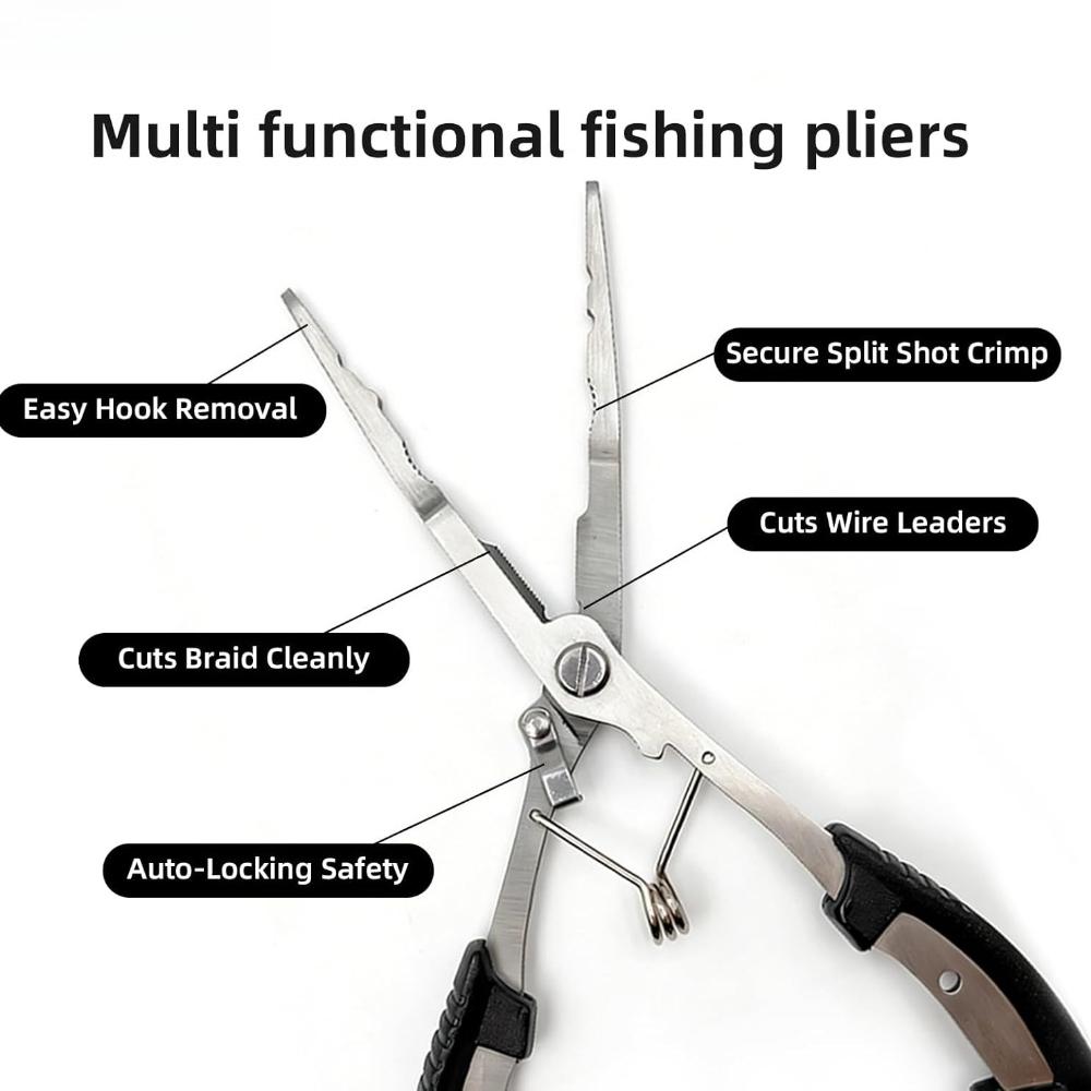 8.4-inch Multifunctional Fishing Pliers with Long Nose Pliers for Removing Fishing Hooks, Equipped with A Safety Lanyard