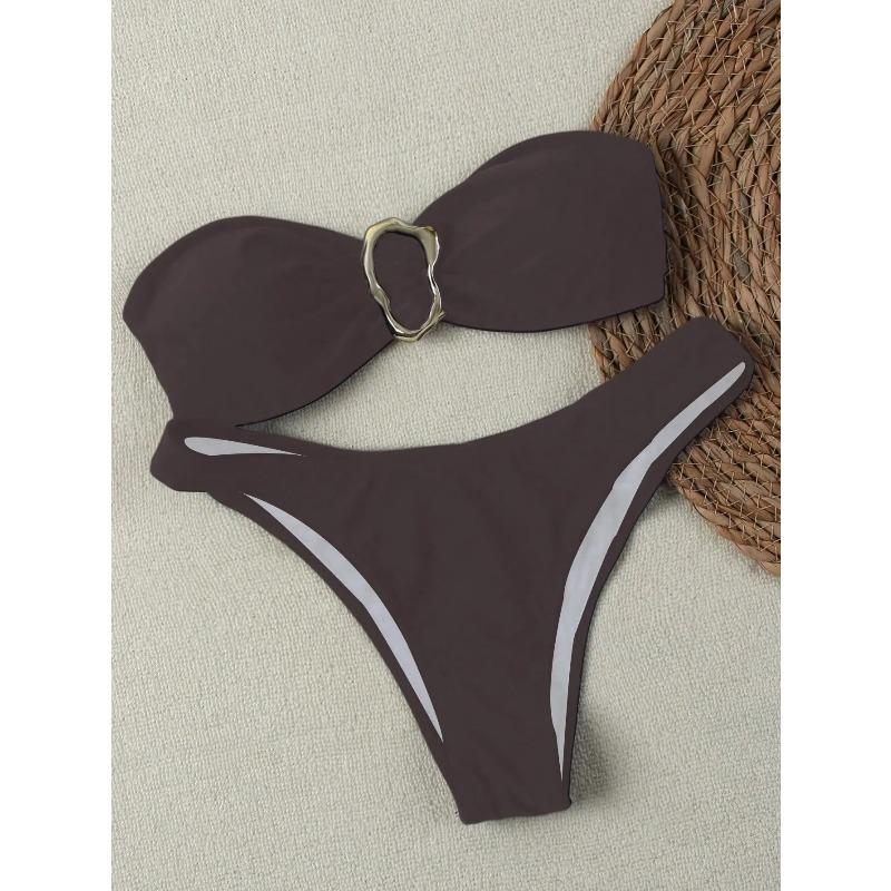 Sexy Cut-Out Bikini Set - Trendy Swimwear for Beach Goddesses Stunning Strapless Bikini Top Two-Piece Swimwear for Women