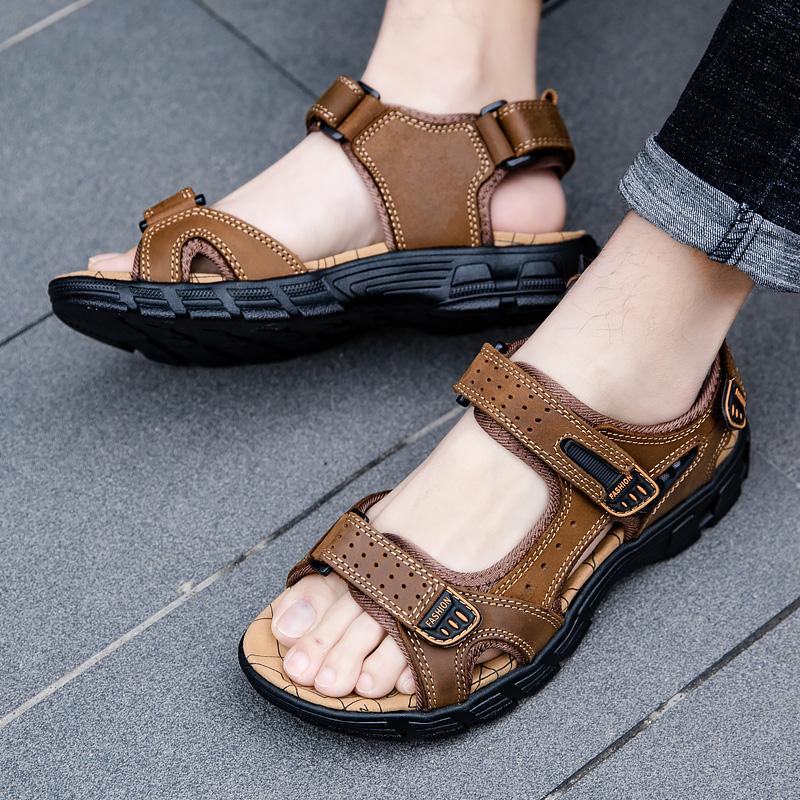 Fashion Classic Mens Sandals Summer Genuine Leather Sandals Men Outdoor Casual Lightweight Sandal Fashion Men Sneakers Size 38-47
