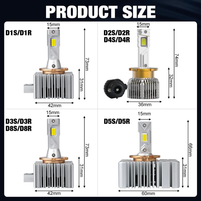 D1S D3S Led Headlight Bulbs Canbus D2S D5S D8S D4S Led Lights D1R D2R D3R D4R D5R Car Lamp Auto Lights 6500K 12V 24V