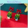 Christmas Tree Earrings Girls Alloy Red Bow Sparkling Jewelry With Holiday Style For Women