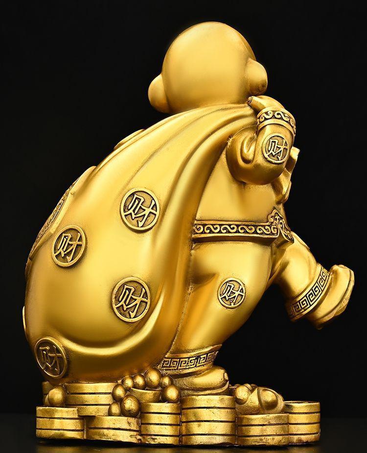 Town House Golden Monkey Zodiac Figurine: Treasure-Offering Monkey Desktop Ornament