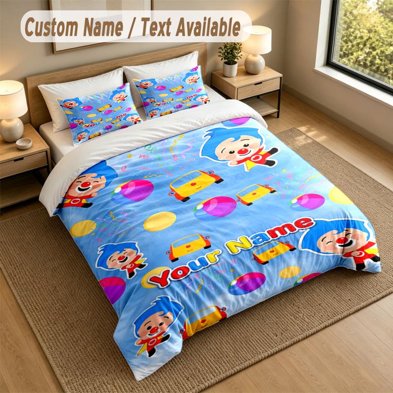 Custom Name Text Bedding 3Pcs Set,El Payaso Plim Plim 1 Duvet Cover 2 Pillowcases Soft Bed Linen For Gift
