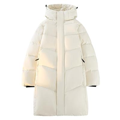 Neuer nationaler Standard% weiße Entendaunen langer Daunenmantel für Männer und Frauen im Winter locker mit Kapuze verdickt Paarmantel