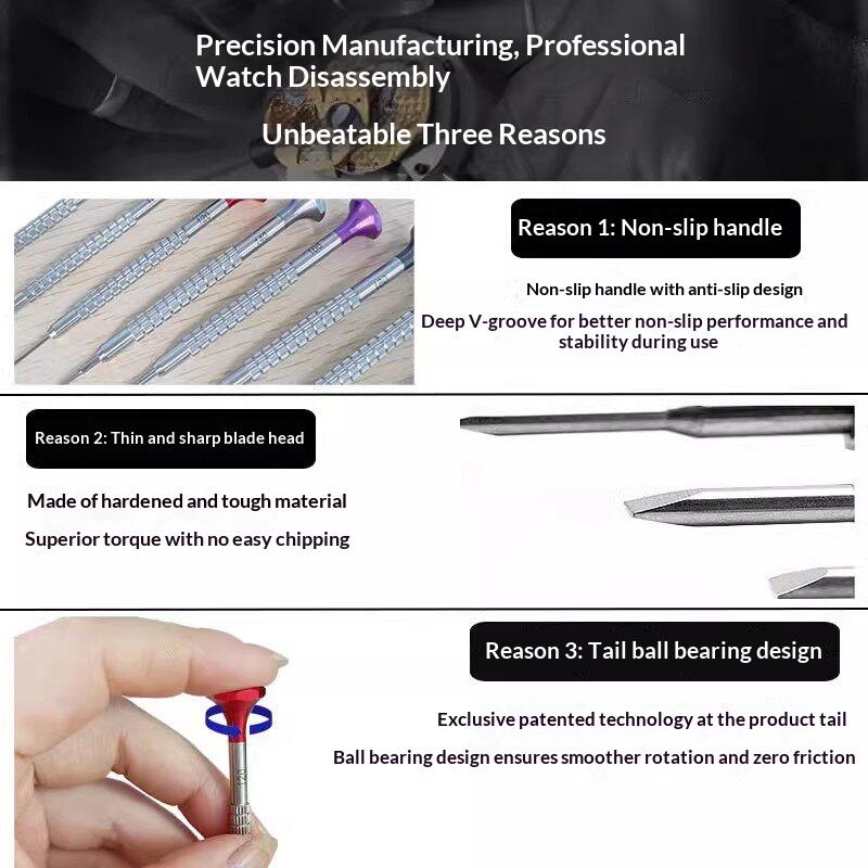 KWONG YUEN Watch Repair Screwdriver Flathead with Arc-shaped Non-marking & Anti-slip Ball Bearing Design