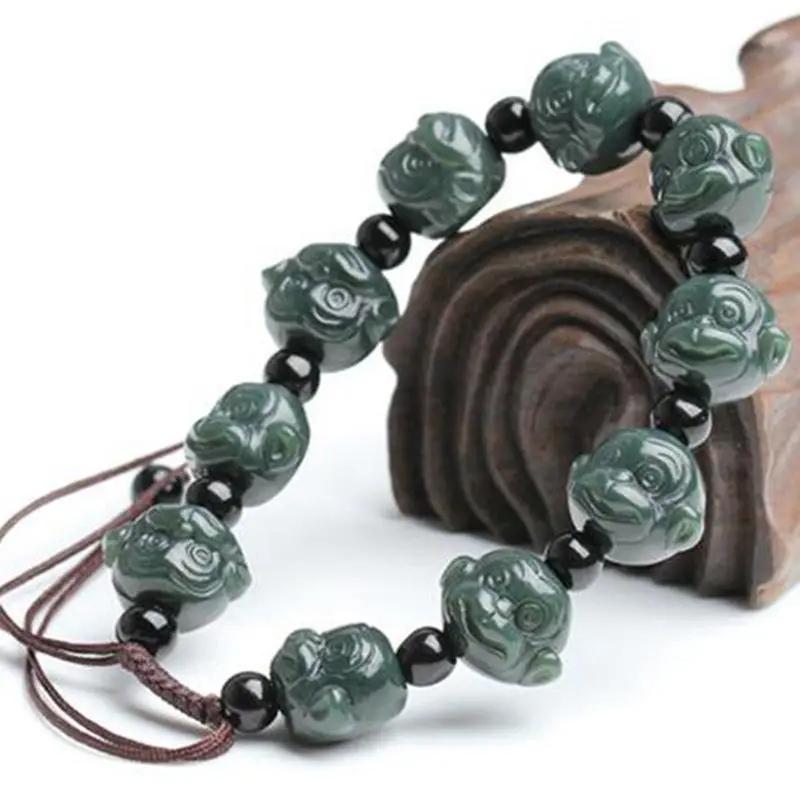 Herren und Damen Buddhistische Perlen Rosenkranz Affenkopf Armband Schmuck Jade Armband