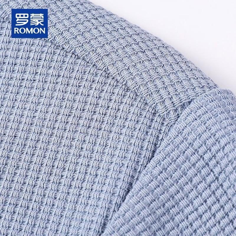 ROMON Men's Waffle Knit Silk Blend Pullover Sweatshirt