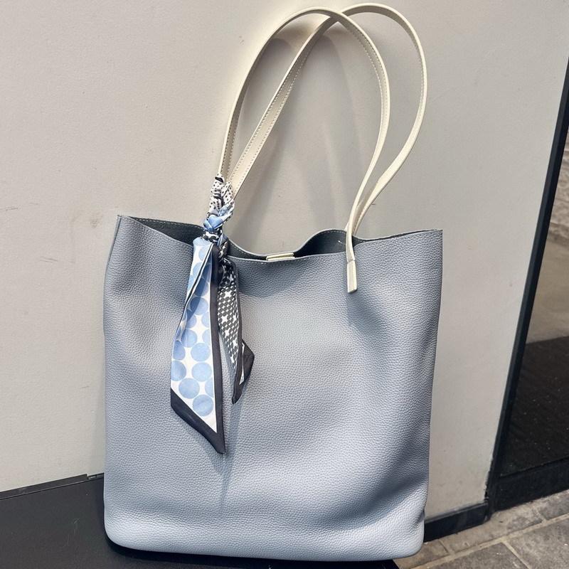 New leather cowhide women s bag high-end large bucket bag retro commuter bag portable shoulder bag women 31cm11cm33cm синий 11990₽