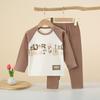 Children Cotton Raglan Long Sleeve Top and Pants Set Boys Girls Thermal Underwear for Spring Fall
