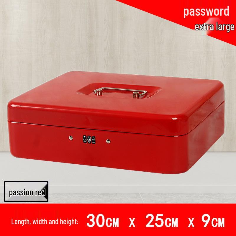 Portable Thickened Metal Cash Box with Lock and Password, Secure Storage Organizer