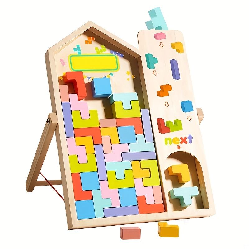 3D Wooden Puzzle Blocks for Kids, DIY Educational Brain Teaser Toy, Colorful Interlocking Building Blocks, Creative Play, Perfect for Christmas Gifts