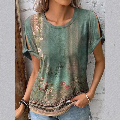 Summer Women's T-shirt Casual Comfortable Ethnic Wind Short-sleeved Printed T-shirt Tops