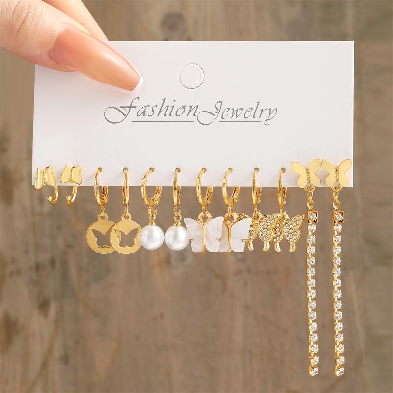 Trendy Colorful Earrings Set For Women Girls Green Resin Pearl Gold Color Metal Circle Dangle Earrings 2026 New Fashion