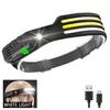 USB Rechargeable COB LED Induction Headlamp With 1200mAh Built-in Battery Head Flashlight Outdoor Camping Fishing Head Lantern