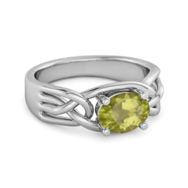 Peridot Celtic Woven Band Ring - 925 Sterling Silver