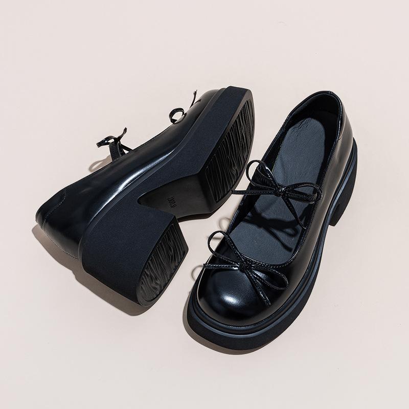 

Heels Shoes for Women s 2026 New Style Shallow Mouth Thick Heel Mary Jane Height Increasing Shoe Thick Soled Women s Shoes 34 чёрный