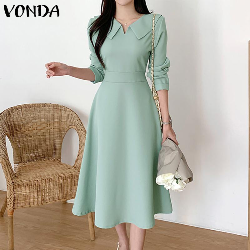 

VONDA весеннее женское длинное платье на шнуровке с V-образным вырезом и талией