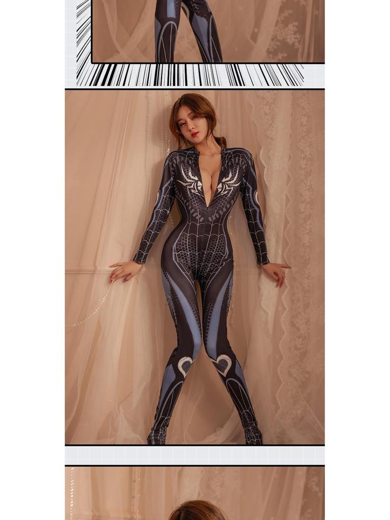 Spider Bodysuit Erotic Lingerie with Open Crotch for Role Play