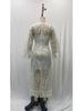 2025 Spring European & American Women's Embroidered White Tassel Lace Evening Dress