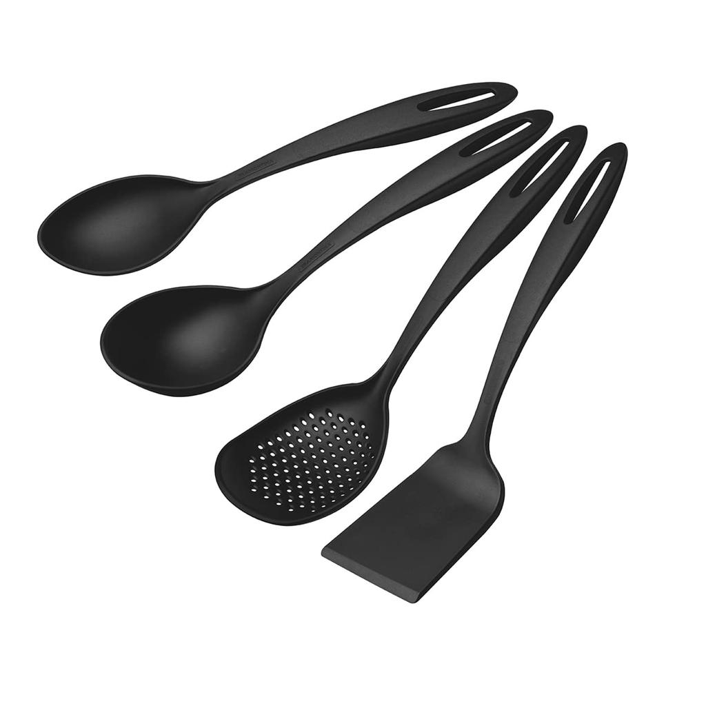 Tramontina Kitchen Utensils Set Ability Black Spatula Ladle Turner Nylon Resin Heat Resistant Dishwasher Safe Made in Brazil TRAMONTINA 4-Piece