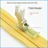 Upper Zipper Presser Foot T360 Narrow Presser Foot 0.3 Small Pressure Angle Left Narrow Right Width Import Oxford Abrasion Resistant Plastic Bottom