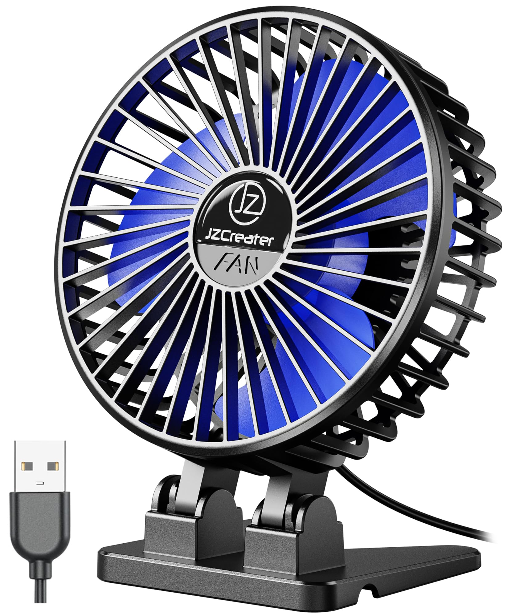 

JZCreater USB Quiet Desk Airflow Noise USB Mini Desk Heatstroke Suitable for and Car Fan, Fan, 3-Level Adjustment, Ultra-Low (26db), Powered,