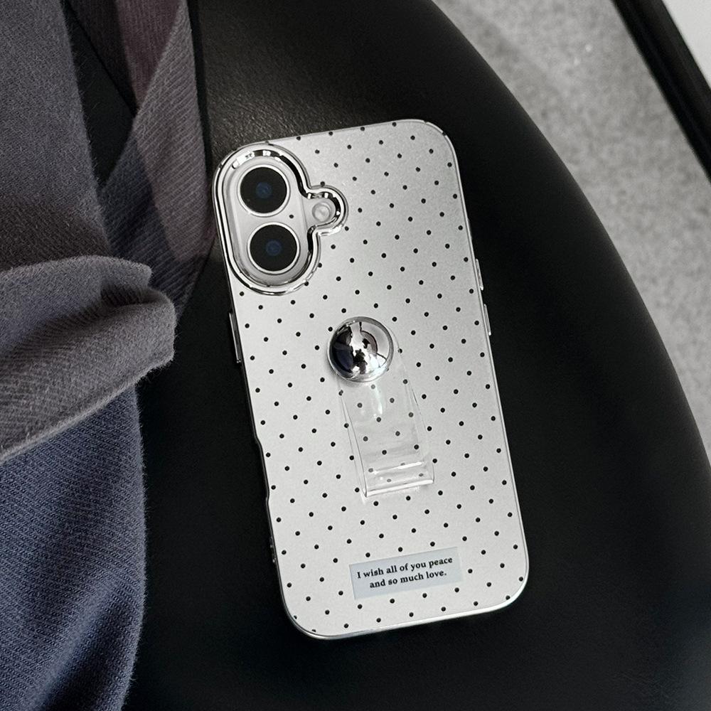 iPhone 15 Silver Electroplated Polka Dot Case, Apple 14 Pro Max Bow Case, iPhone 13 Full Package Case.