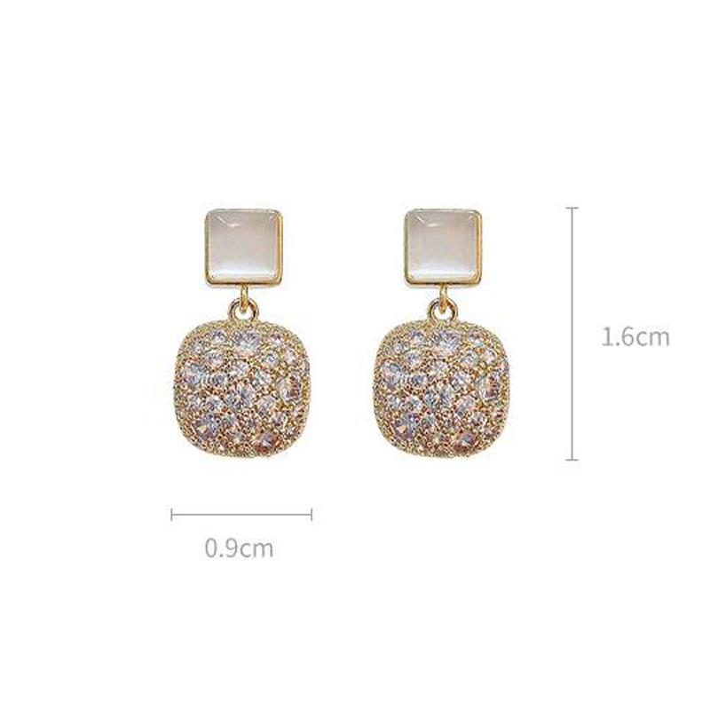 Small Opal Sterling Silver Needle Drop Earrings for Women Wedding Luxurious Dense Inlay Earrings Bride Fashion