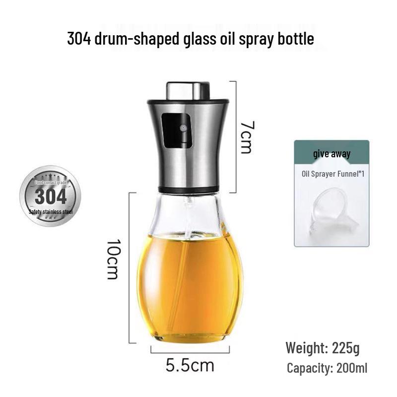 260ml Glass Press-Type Oil and Water Spray Bottle - Non-Drip, Transparent Kitchen and Watering Can.