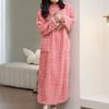 Coral Fleece Jacquard Pajamas Set Women Autumn Winter Fleece Thickened Warm Crew Neck Cable Knit Loungewear Wearable Outside