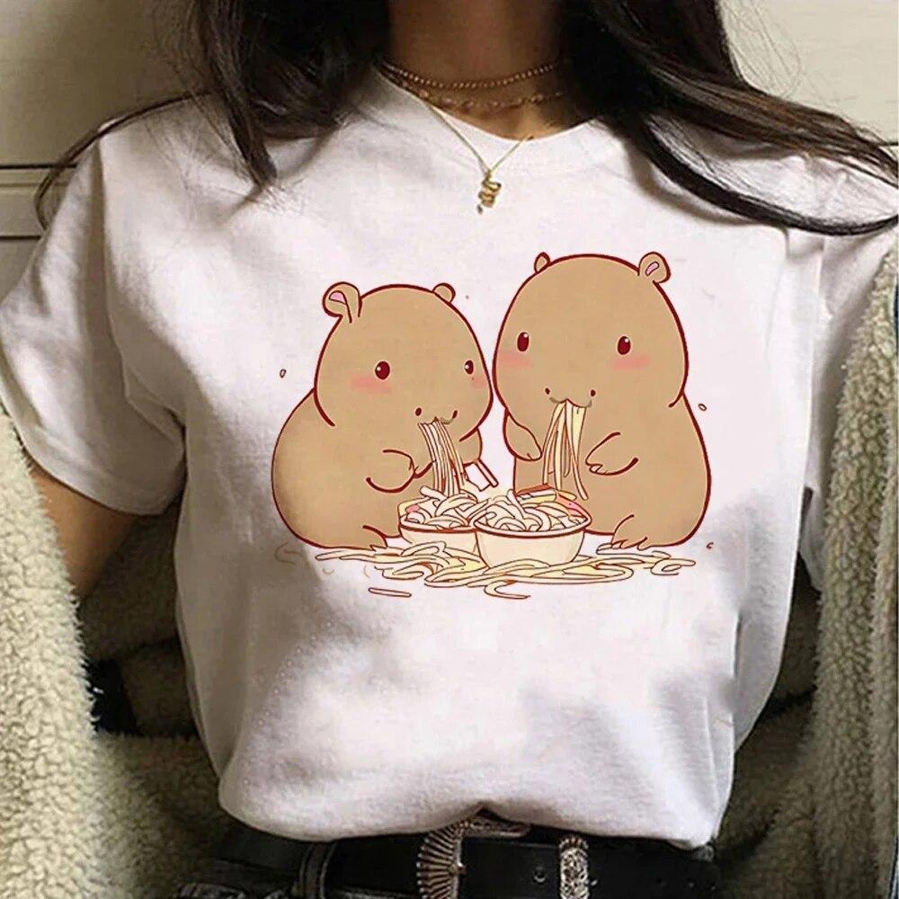 Tričko Capybara Funny Capy narodeniny Grafika Ženy Neformálne Vintage tričká Roztomilá kreslená potlač Streetwear Ženy Tričká s krátkym rukávom