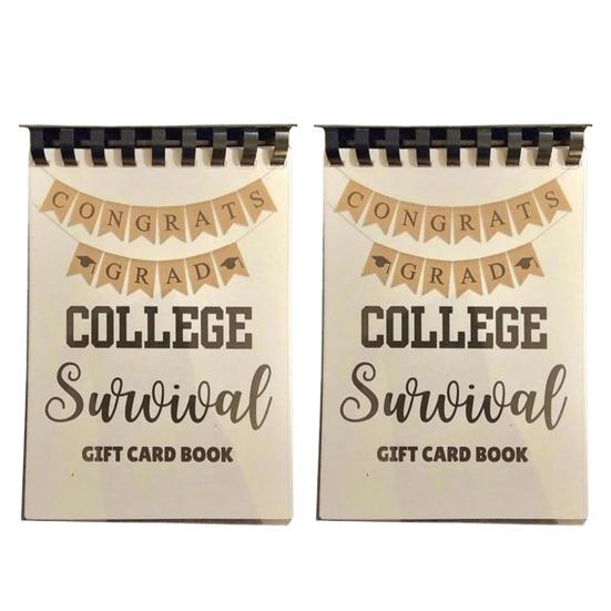1Pc/2Pcs 16 Pages College Survival Gift Card Book College Students Birthday Gift Cards Organizer for High School Graduation Student Leaving Home Gifts