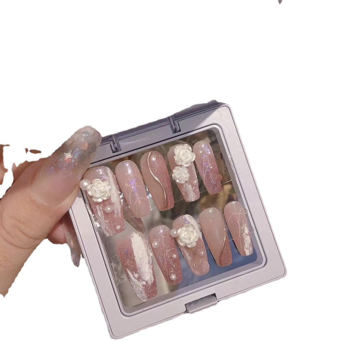 

Чистый ручной работы фототерапевтические таблетки для ногтей порошок Camellia Wear Nail готовый продукт многоразовые накладки для ногтей Large L