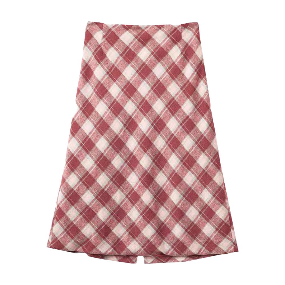2025 Winter Plus Size Retro Plaid Midi Skirt - Thick Wool for 130-320 Jin