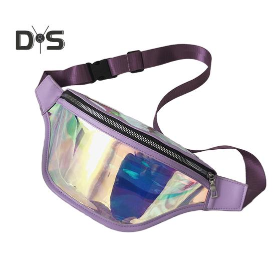 Прозрачная поясная сумка, водонепроницаемая мини-поясная сумка, переливающаяся, с регулируемым ремешком для женщин и мужчин, для путешествий, фитнеса и использования на открытом воздухе фиолетовый