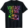 Colorful Cassette Tape 90s Vintage 1938 Limited Edition Retro T-Shirt for Men Women and Kids Black