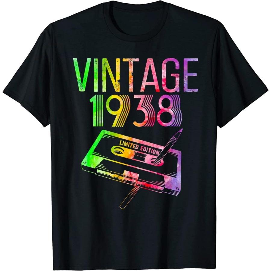 Colorful Cassette Tape 90s Vintage 1938 Limited Edition Retro T-Shirt for Men Women and Kids Black