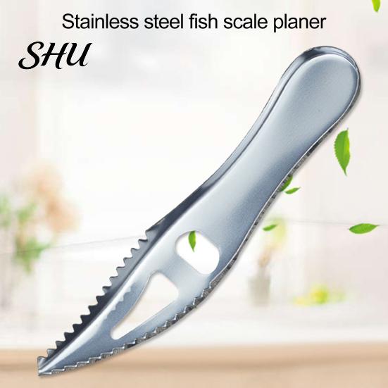 Fish Scale Scraper Double Row Sawtooth Sharp Convenient Perfect Fitting Comfortable Handle Kitchen Remove Scales Silver Color Stainless Steel Remover