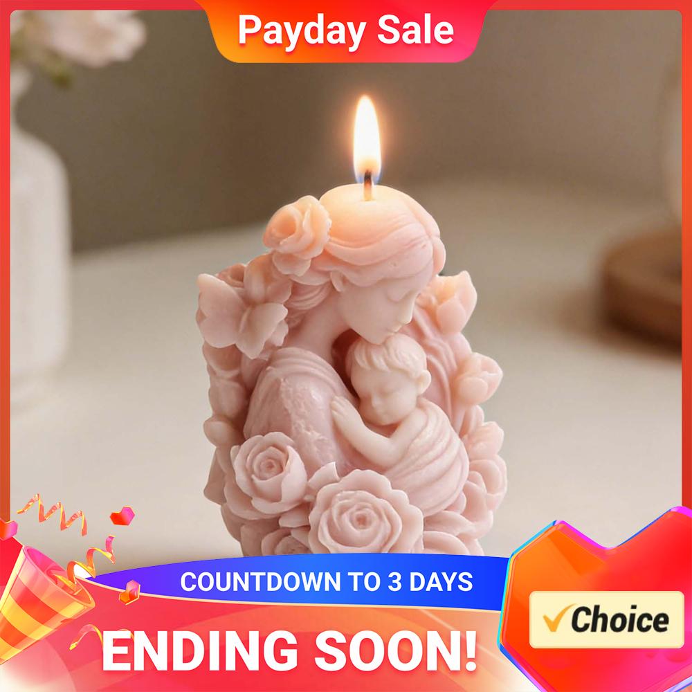 Mother'S Day Silicone Cylinder Candle Mould Flower Child Mould Handmade 3D Flower Candle Moulds for Table Photo Prop