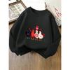 Kids Unisex Crewneck Sweatshirt, Four Cute Chickens With Red Hearts Cartoon Print Soft Fleece Pullover For Kids Over 4 Years Old