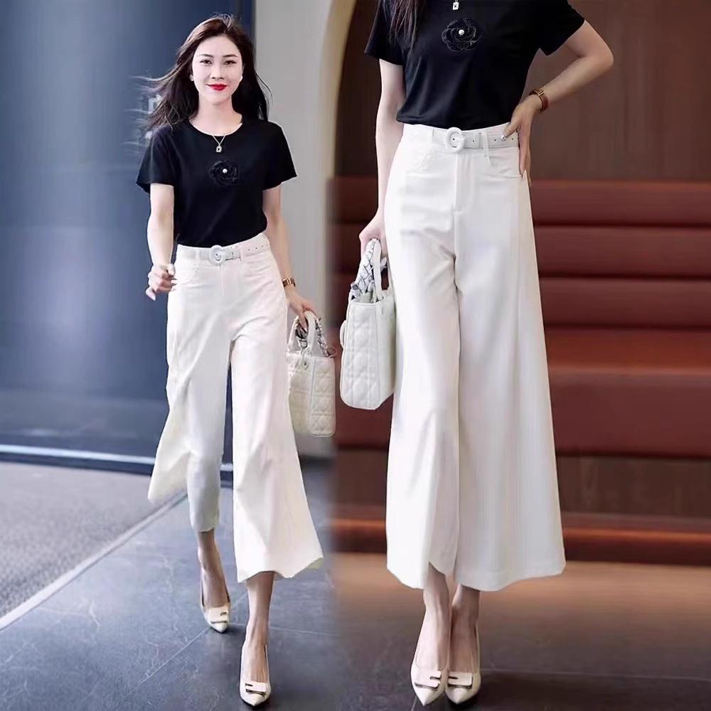 

Women s High-Waisted Cropped Ice Silk Wide-Leg Pants - Summer 2025 Edition 26/S