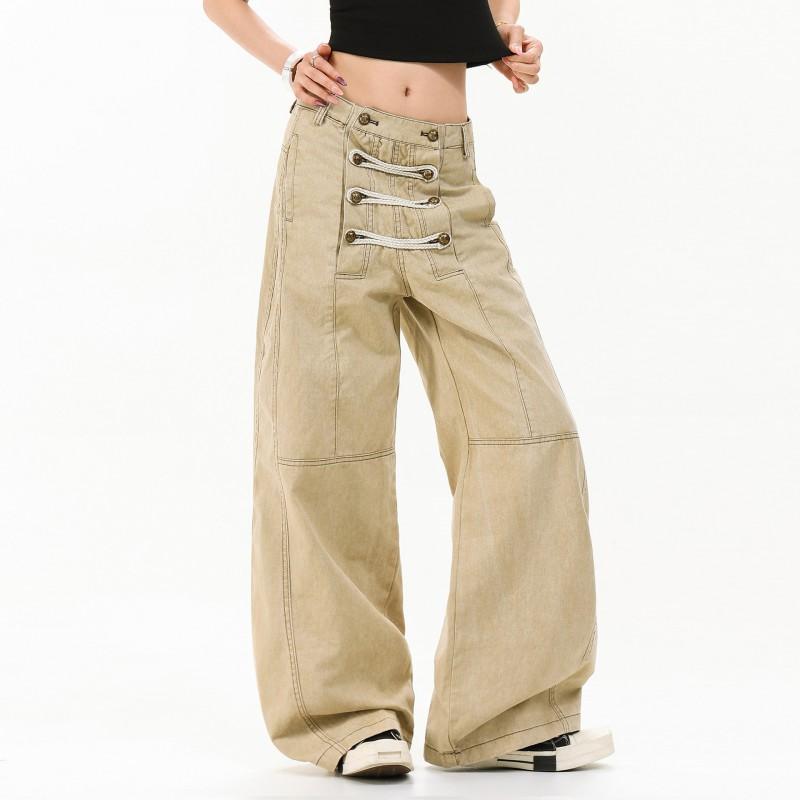 Oversized Cargo Pants Men Women Vintage Washed Straight Leg Casual Trousers American Style