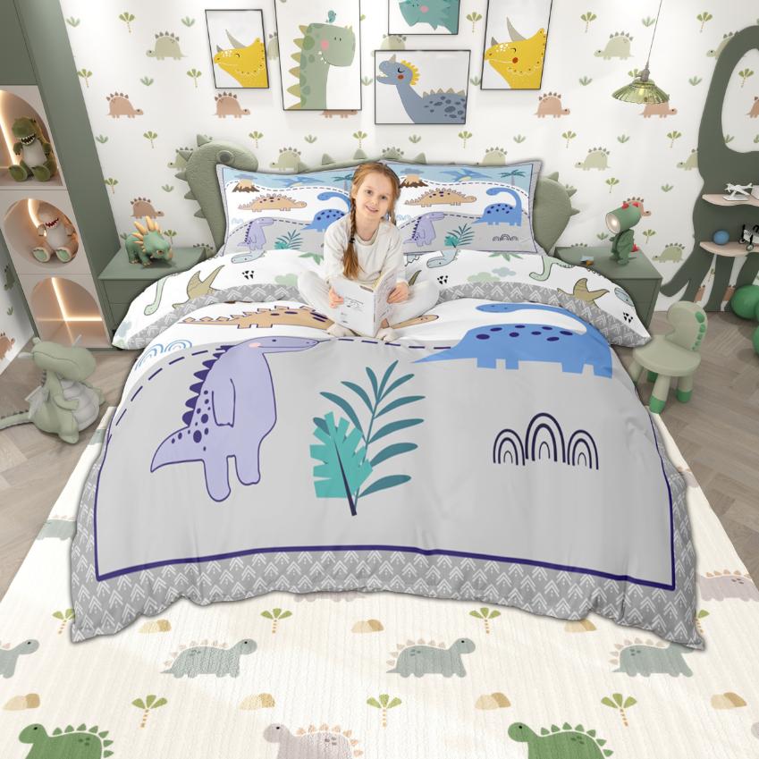 

Одеяло Homewish Рождественский Динозавр Для Детей Милый Мультяшный Дино Забавный Набор Постельного Белья Kawaii Животное Набор Одеял Comforter (quilt)-EU Single(135*200cm)3pcs